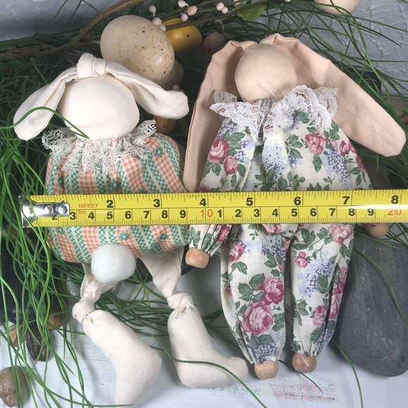 Bunny Rabbit Doll Set Shelf Sitters Easter Farmhouse Country VTG Mini Bunny Doll - Picture 6 of 14